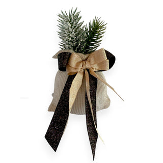 Bomboniera Sacchetto con Doppio Fiocco Nero/Oro Glitter