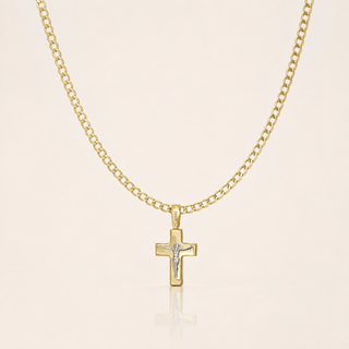 Collana completa di crocifisso Dana L'Or 9 Carati