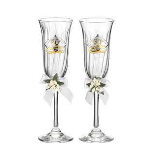 Set Cornice 50° Anniversario Nozze+Coppia di Flutes Valenti