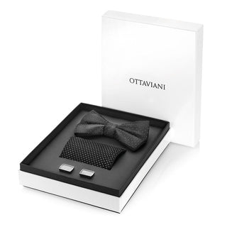 Set Gemelli, Papillon e Pochette Nero Ottaviani