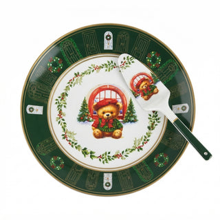 Set Piatto Panettone+Paletta per Dolci Xmas Teddy Fade Maison