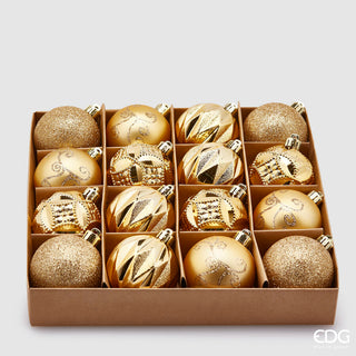 Set 32 Sfere di Natale Poly Mix Light Gold 60 mm.