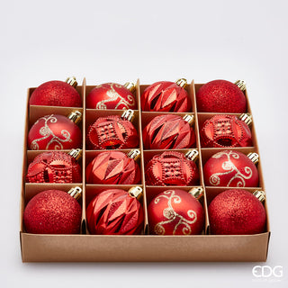 Set 32 Sfere di Natale Poly Mix Red 60 mm.