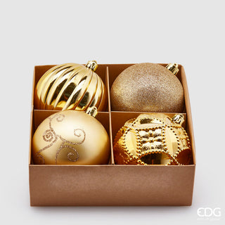 Set 8 Sfere di Natale Poly Mix Light Gold 10 cm.