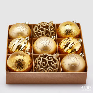 Set 18 Sfere di Natale Poly Mix Light Gold 80 mm.