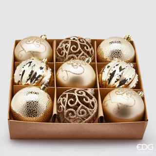 Set 18 Sfere di Natale Poly Mix Champagne 80 mm.