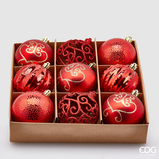 Set 18 Sfere di Natale Poly Mix Red 80 mm.