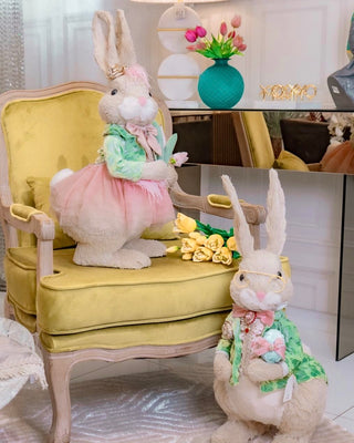 Coppia Conigli Pasquali Fiori di Lena h. 60 cm.