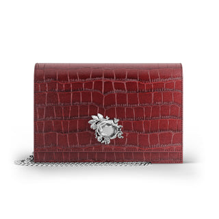Pochette Jungle Pelle Croco Borgogna Giovanni Raspini