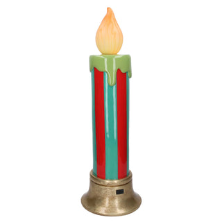 Candela Righe Verde/Rosso con LED h. 79 cm.