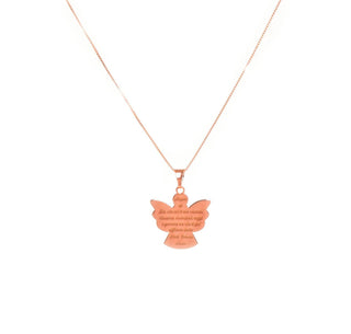 Collana in Argento Con Angelo Pendente Rosato