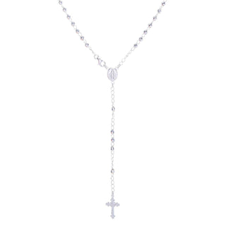 Rosario in Argento Con Sfere Sfaccettate