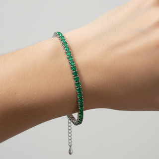 Bracciale Tennis Argento 925% Green 1,5 mm.