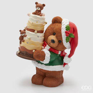 Decoro Orso Goloso con Led EDG h.39 cm.