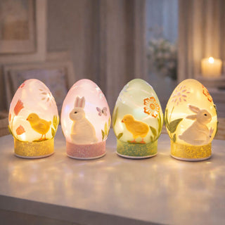 Decoro Uovo Led con Movimento Pulcino Giallo EDG h.20 cm.