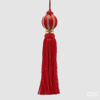 Set 4 pz. Decorazione Nappa Gem Meridian Rosso EDG h.27 cm.
