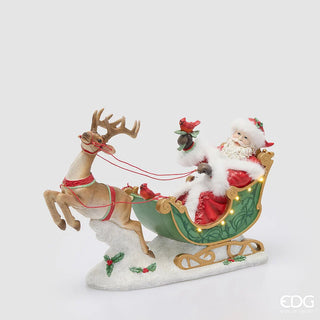 Decoro Babbo Natale Slitta con Led EDG h.28 cm.