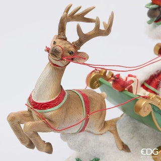 Decoro Babbo Natale Slitta con Led EDG h.28 cm.