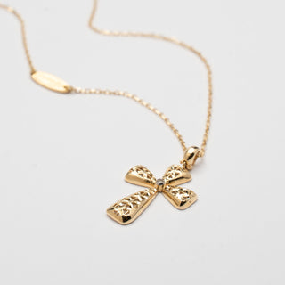 Collana Con Croce In Oro Giallo 18kt.