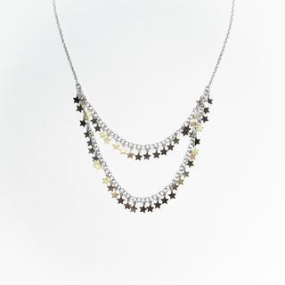 Collana Doppio Filo in Argento Con Stelline