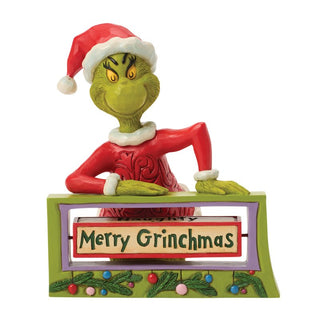Grinch con Insegna Girevole Enesco h.14.5 cm.