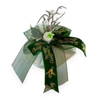 Bomboniera Pouf Fiocco in Velluto Verde