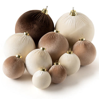 Set 12 pz. Sfere Velvet Ball "Caldo Abbraccio" Fiori di Lena h.10 cm.
