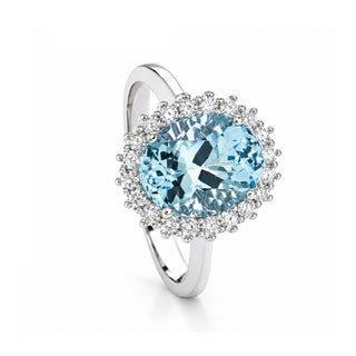 Anello Acquamarina e Diamanti in Oro 18 kt. Giorgio Visconti
