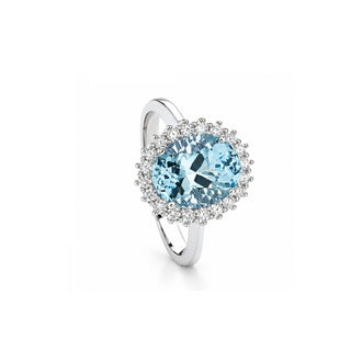 Anello Acquamarina e Diamanti in Oro 18 kt. Giorgio Visconti