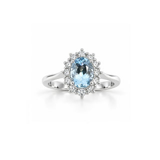 Anello Acquamarina e Diamanti in Oro 18 kt. Giorgio Visconti