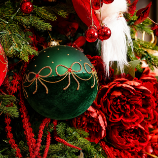 Set 2 pz. Sfere Glass Ball "Emozioni di Natale" Fiori di Lena Ø12 cm.
