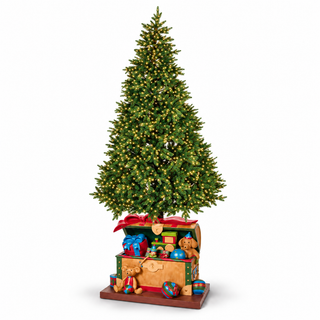 Base per Albero di Natale Baule "Vintage Toys" Nuvole di Stoffa 77x49x65 cm.