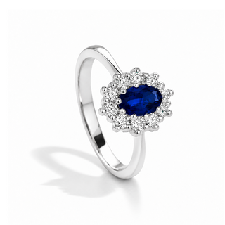 Anello Zaffiro e Diamanti in Oro 18 kt. Giorgio Visconti
