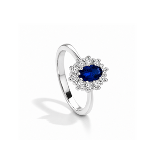 Anello Zaffiro e Diamanti in Oro 18 kt. Giorgio Visconti