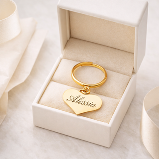 Anello Regolabile Con Cuore Pendente Gold In Argento925%