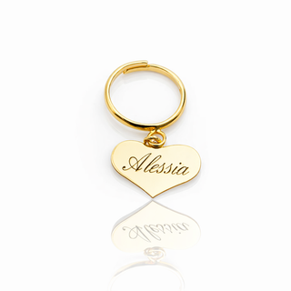 Anello Regolabile Con Cuore Pendente Gold In Argento925%