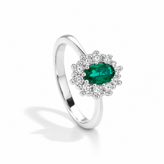 Anello Smeraldo e Diamanti in Oro 18 kt. Giorgio Visconti