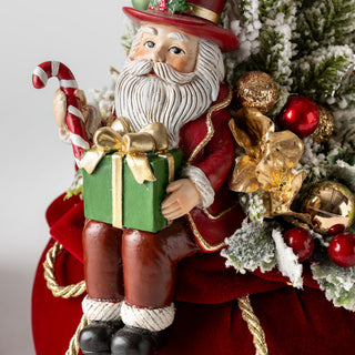Alberello di Natale con Base in Velluto e Babbo Natale "Emozioni di Natale" Fiori di Lena 40 cm.