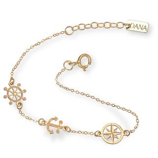 Bracciale Ancora Timone e Rosa dei Venti Baby Petit Dana L’Or 9 Carati