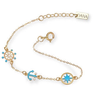 Bracciale Baby Ancora, Timone e Rosa dei Venti Dana L’Or 9 Carati