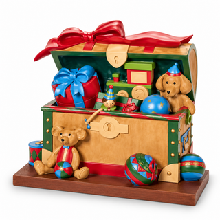 Base per Albero di Natale Baule "Vintage Toys" Nuvole di Stoffa 77x49x65 cm.