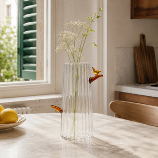 Vaso Grande Amber "Birds" Ichendorf Milano h. 21 cm.