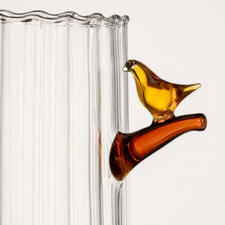 Vaso Grande Amber "Birds" Ichendorf Milano h. 21 cm.