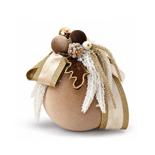 Sfera in Velluto con Decorazioni "Caldo Abbraccio" Fiori di Lena Ø20 cm.