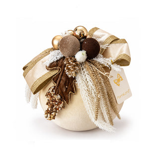 Sfera in Velluto con Decorazioni "Caldo Abbraccio" Fiori di Lena Ø20 cm.