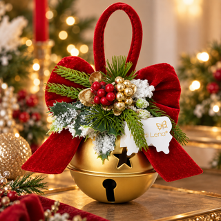 Campanaella a Sfera con Fiocco "Emozioni di Natale" Fiori di Lena h.22 cm.