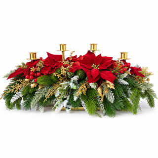 Candeliere a Quattro Fiamme "Emozioni di Natale" Fiori di Lena L.90 cm