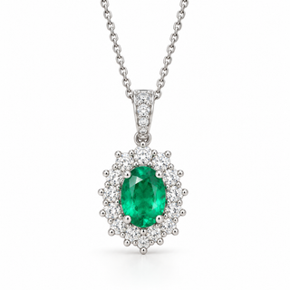 Collana Smeraldo e Diamanti in Oro 18 kt. Giorgio Visconti