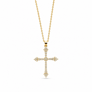 Collana Croce Slim Gold in Argento 925%