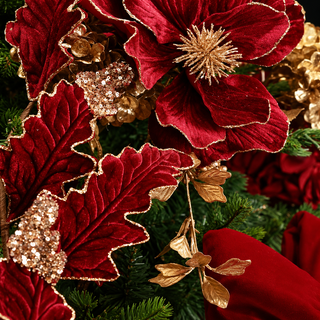Set 2 pz. Rami Decorativi Foglie di Quercia Fiori di Lena h 75 cm.